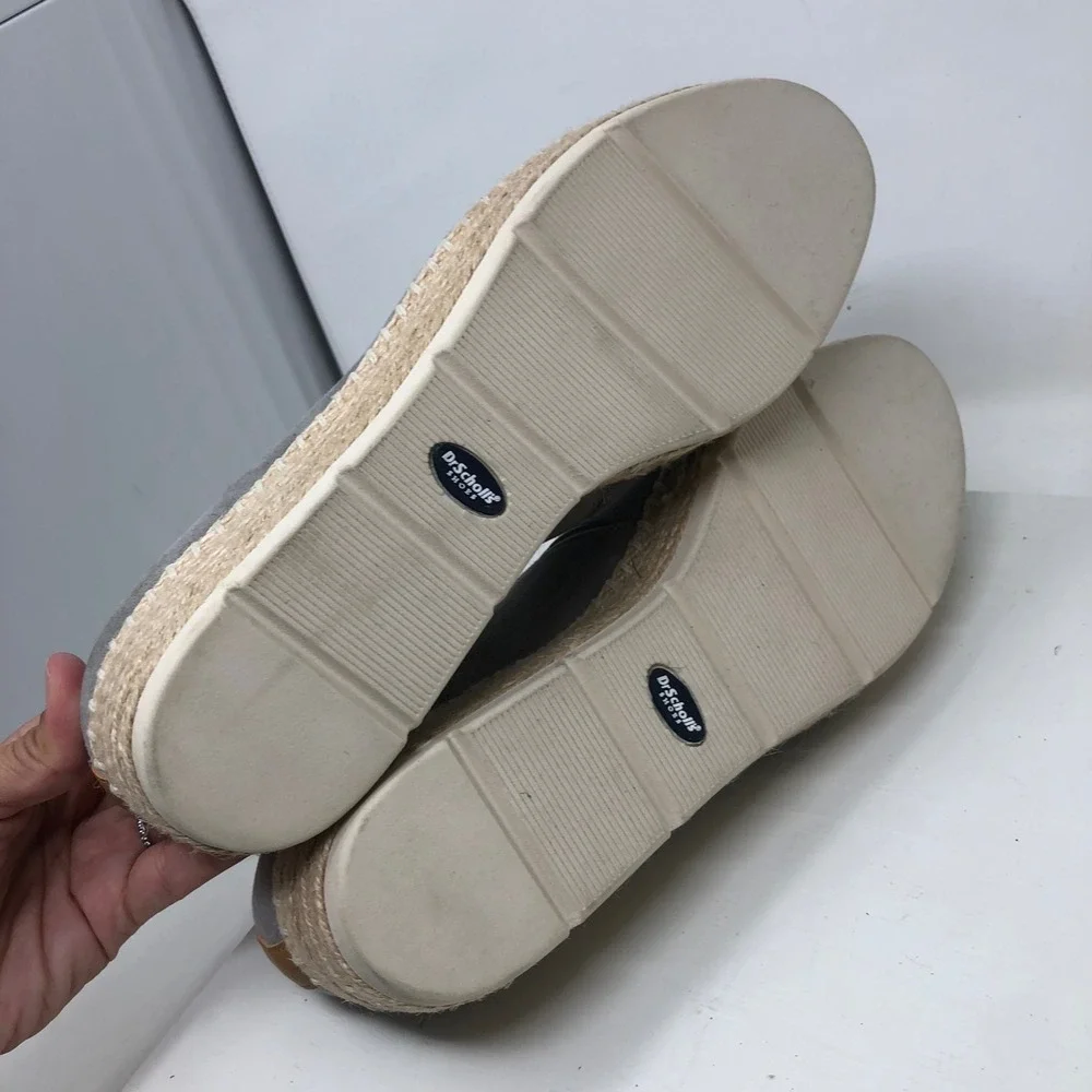 Dr. Scholls Frankley Wedge Sneaker Womens 9.5 Grey Perforated Espadrille Slip On